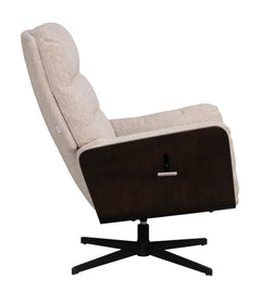 Broderick fåtölj+fotpall ljusbeige tyg/brun ek