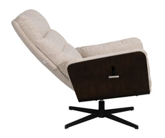 Broderick fåtölj+fotpall ljusbeige tyg/brun ek