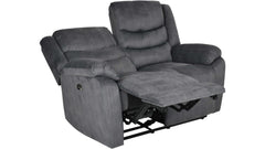 Winfield 2-sits reclinersoffa med el tyg grå