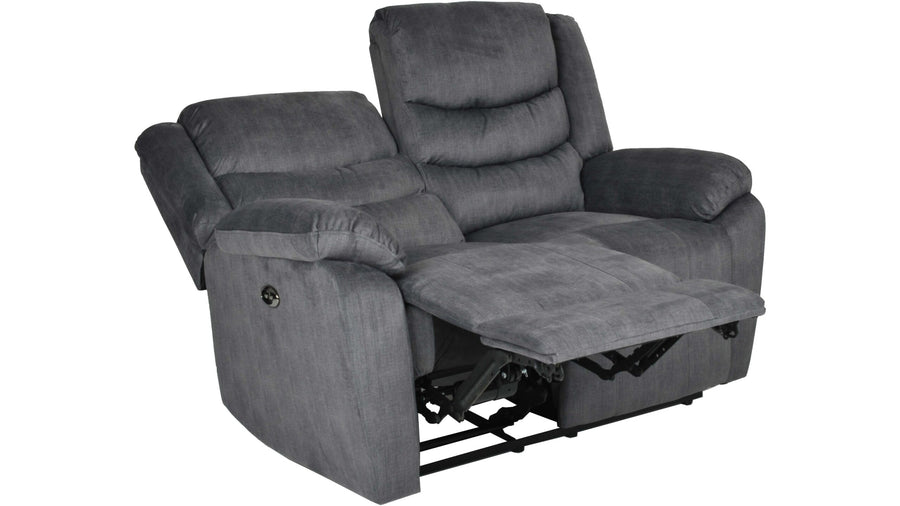 Winfield 2-sits reclinersoffa med el tyg grå