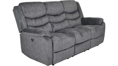 Winfield 3-sits reclinersoffa med el tyg grå
