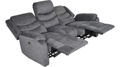 Winfield 3-sits reclinersoffa med el tyg grå