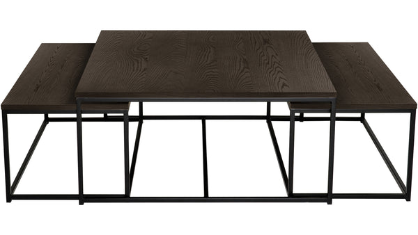 Natalie soffbords set 2+1 mörkbrun ek