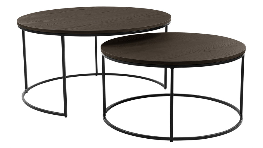 Natalie soffbord set diameter 85 cm mörkbrun ek