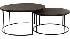 Natalie soffbord set diameter 85 cm mörkbrun ek