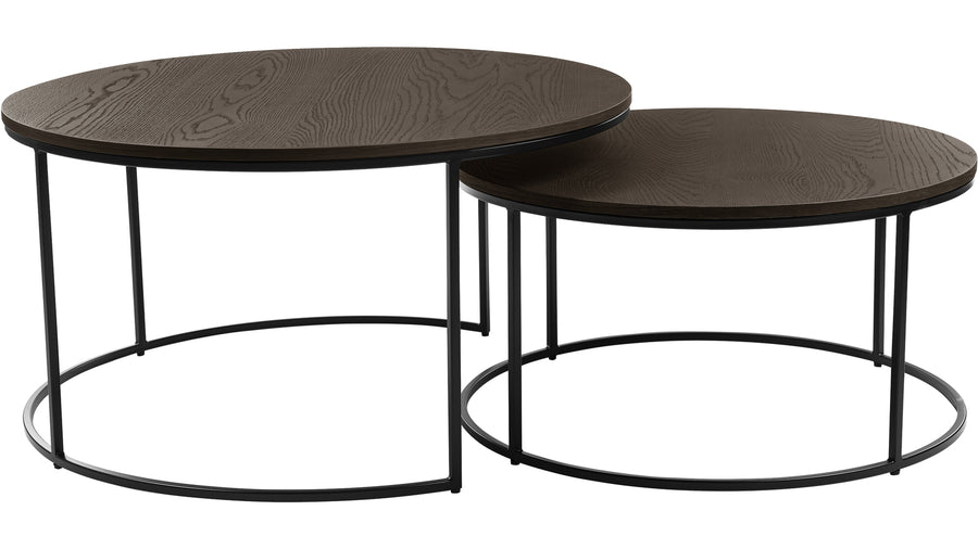 Natalie soffbord set diameter 85 cm mörkbrun ek