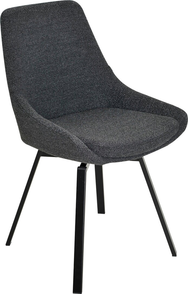 Parade matstol med snurr svart bouclé 4-pack