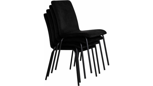 Isak stapelstol i svart velour 4-pack