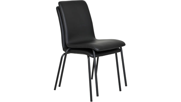 Isak stapelstol i svart konstskinn 4-pack