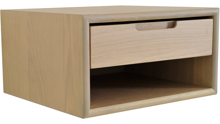 Emma sängbord för vägg vitpigmenterad ek