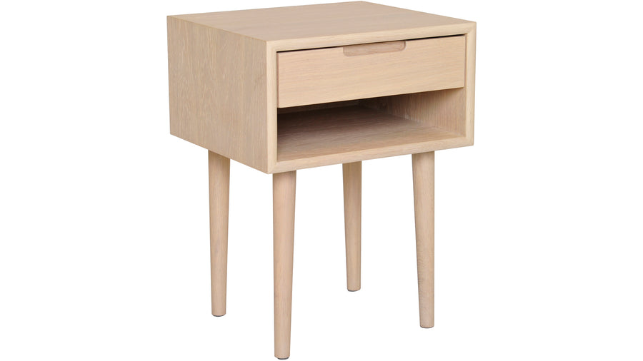 Emma sängbord lågt vitpigmenterad ek