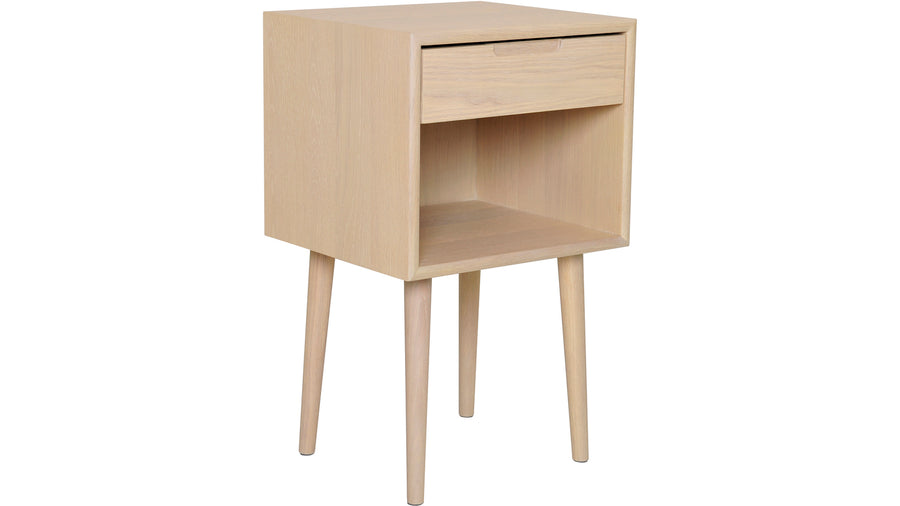 Emma sängbord högt vitpigmenterad ek