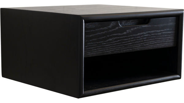 Emma sängbord för vägg svartlackad ek