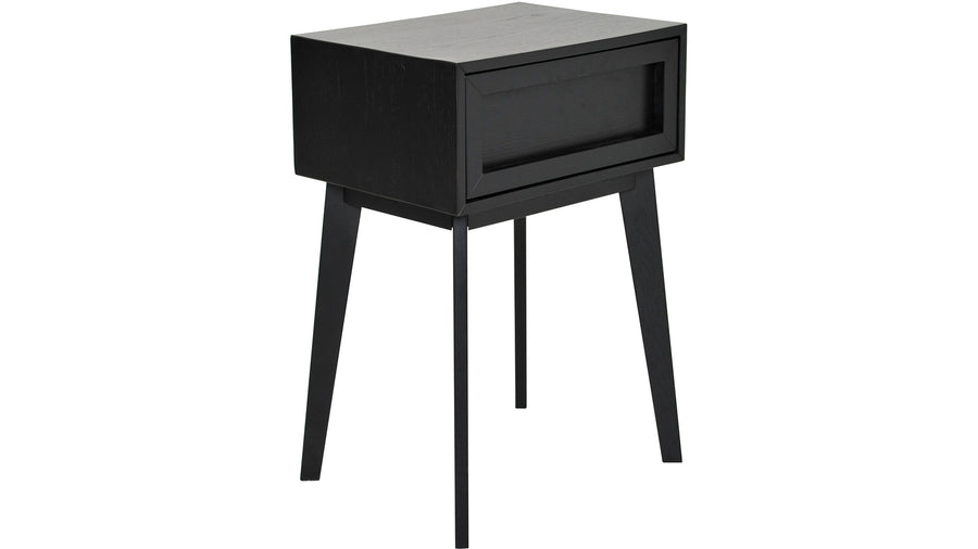 Isak sängbord svartlackad ek