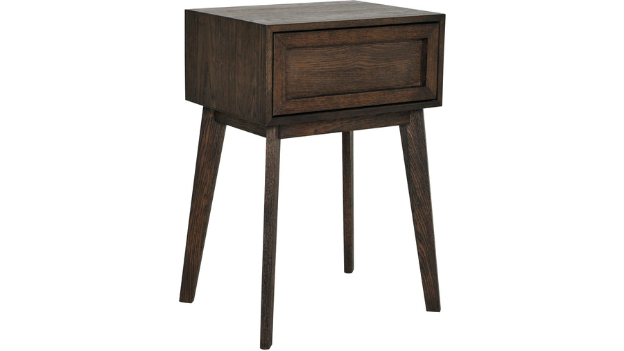 Isak sängbord brunlackad ek