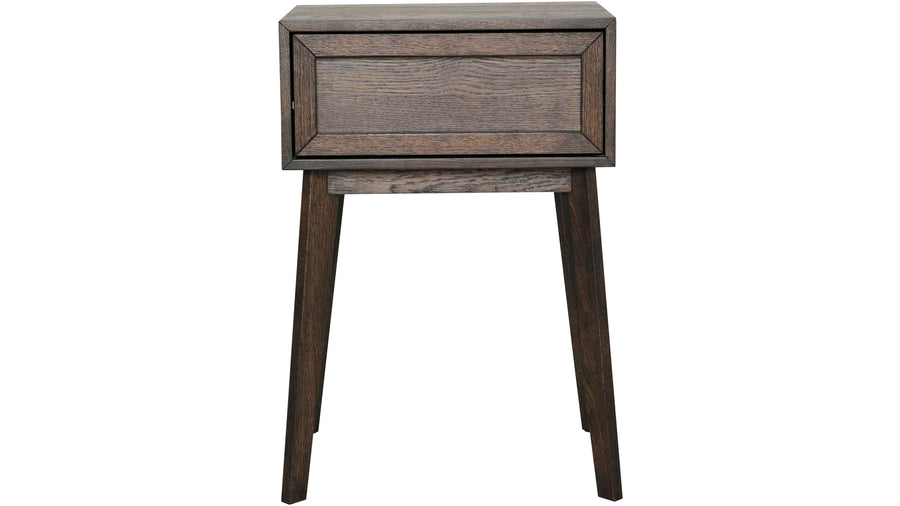 Isak sängbord brunlackad ek