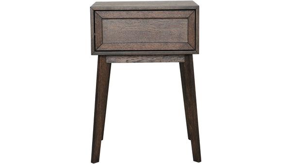 Isak sängbord brunlackad ek