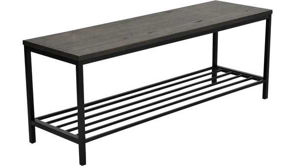 Mondo bänk med skohylla brunlackad ek