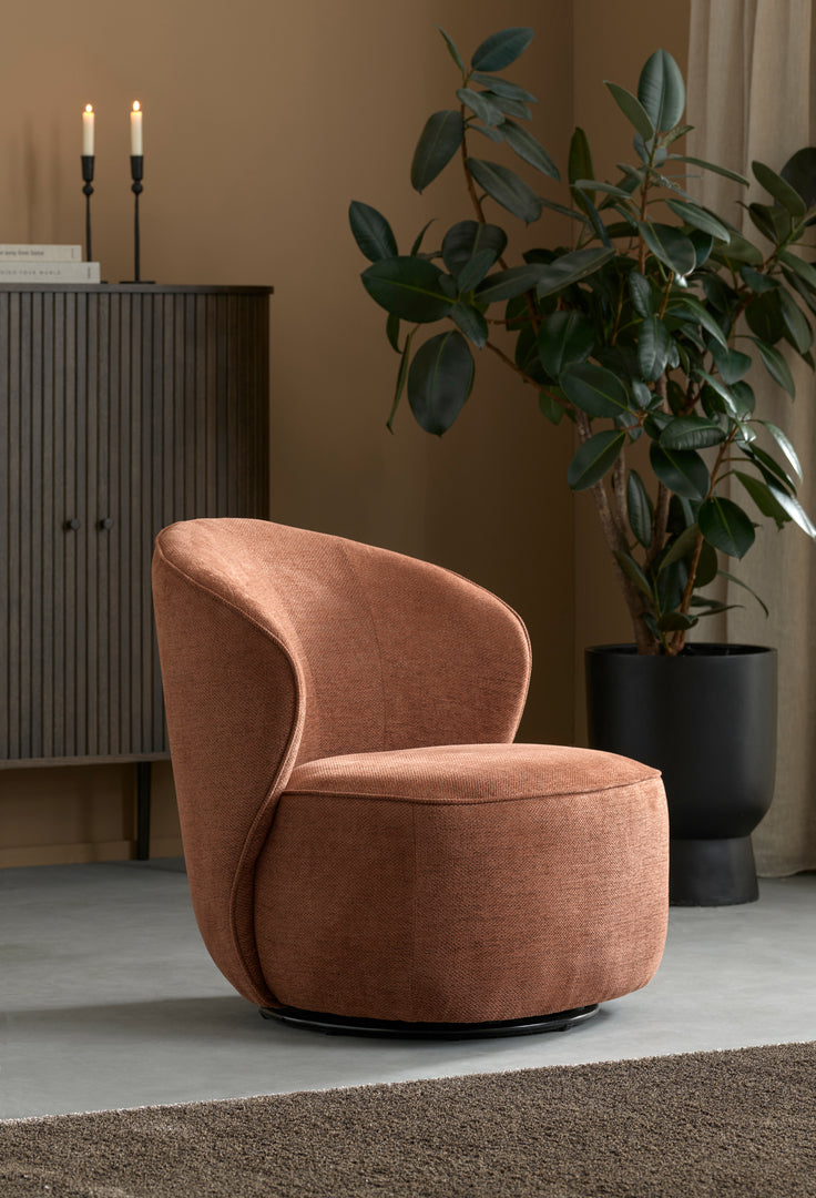 Zurich snurrfåtölj rostbrunt tyg