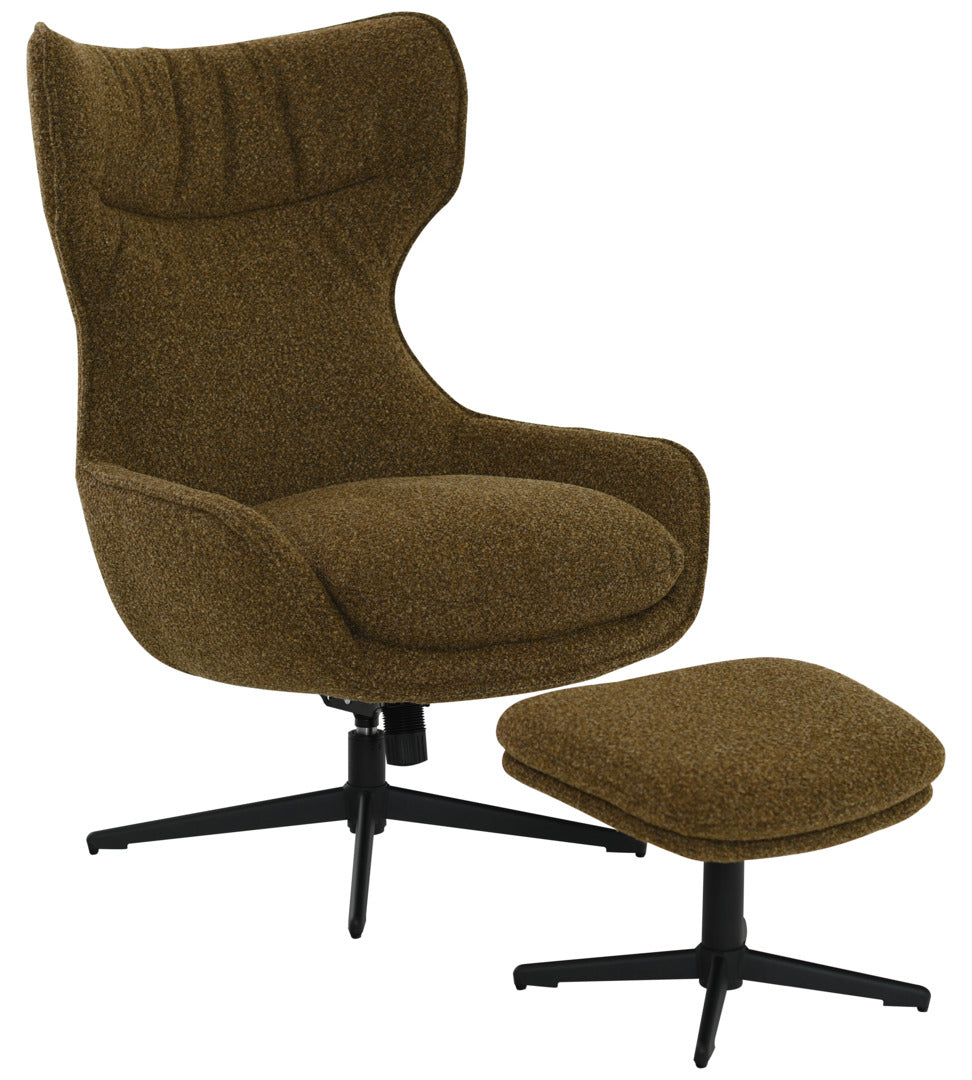 Aegis fåtölj med fotpall tyg brun