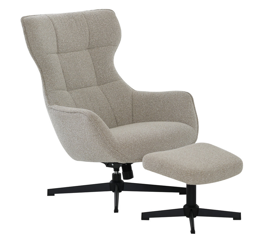 Weston fåtölj med fotpall tyg beigegrå