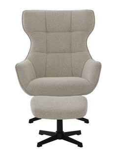 Weston fåtölj med fotpall tyg beigegrå