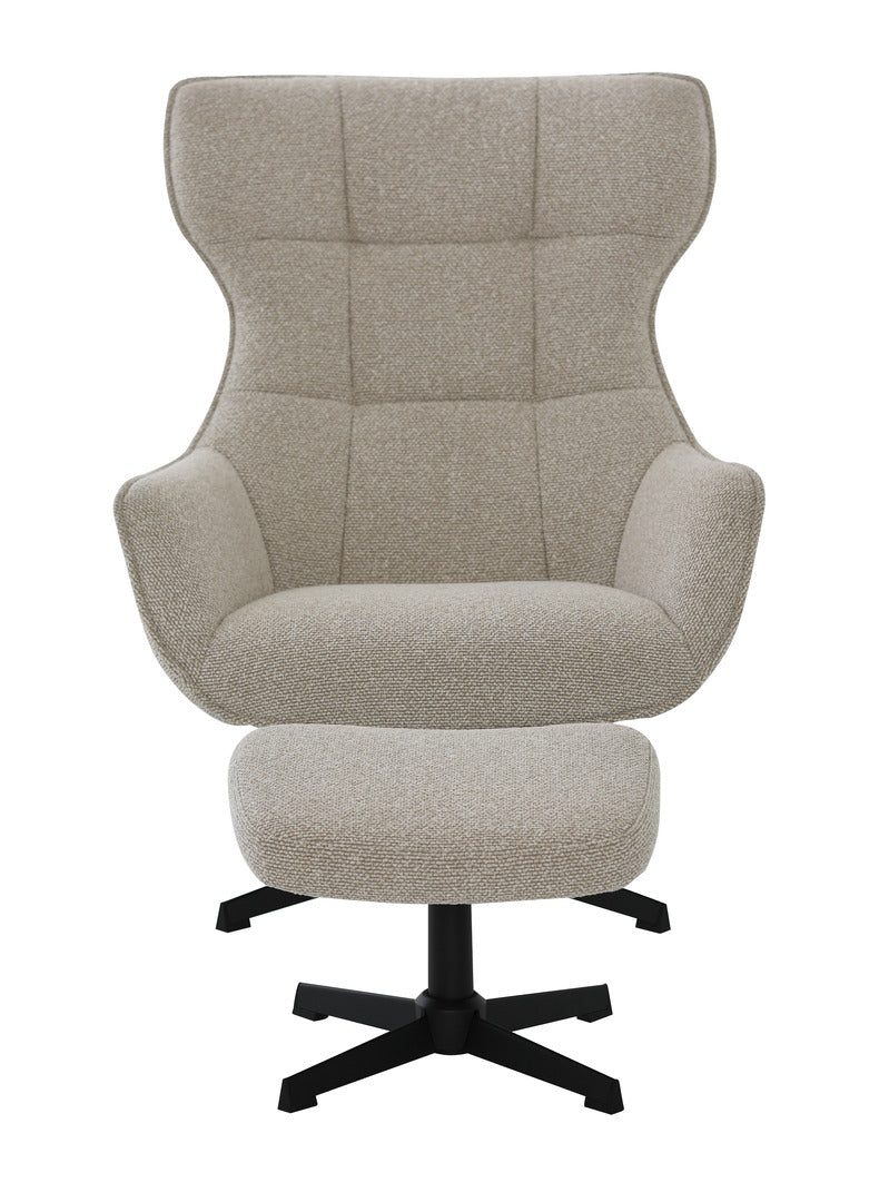 Weston fåtölj med fotpall tyg beigegrå