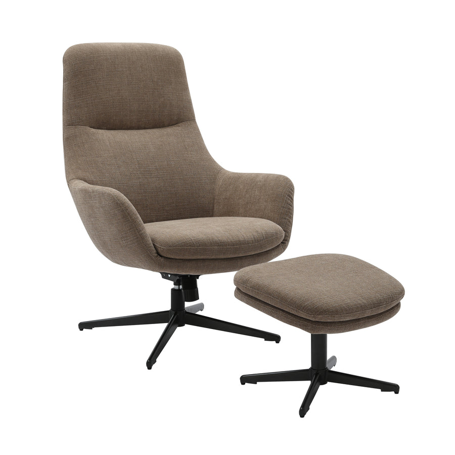 Princess fåtölj med fotpall tyg grå