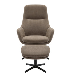 Princess fåtölj med fotpall tyg grå