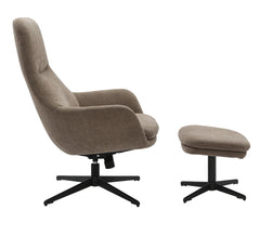 Princess fåtölj med fotpall tyg grå