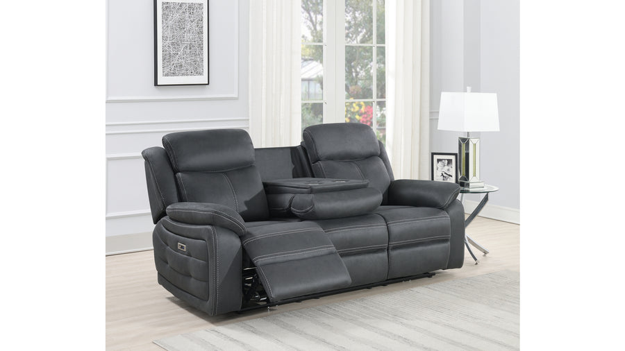 Teddy reclinersoffa 3-sits med el tyg grå