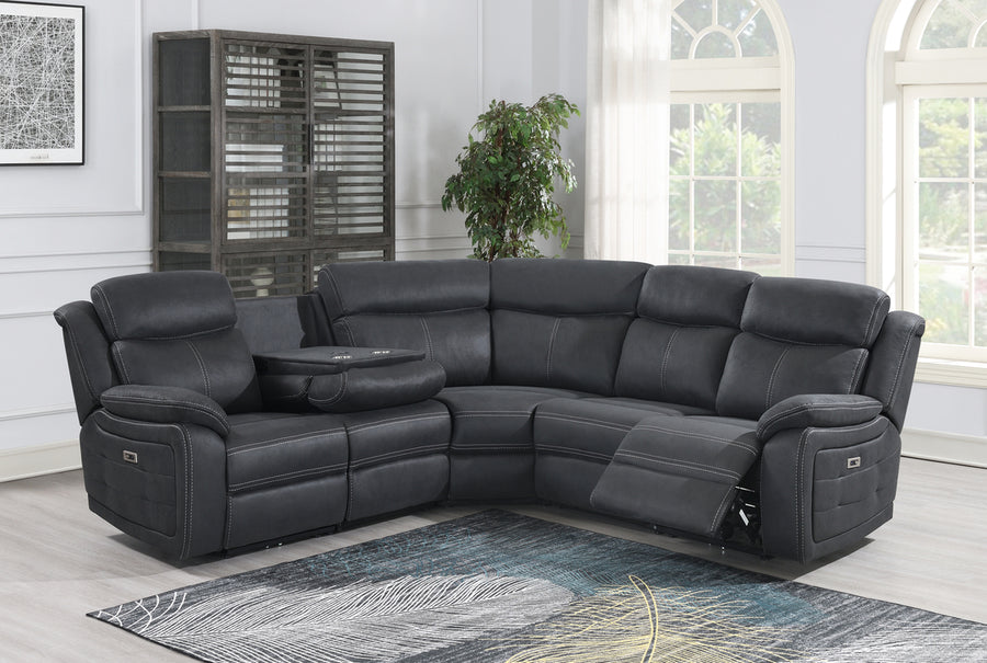 Teddy reclinerhörnsoffa med el tyg grå