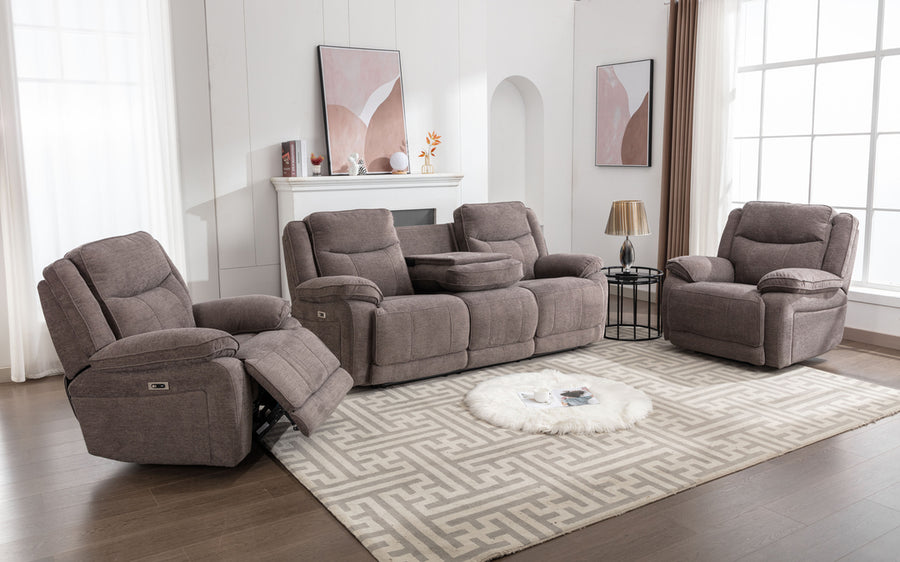 Freddy reclinerfåtölj med el tyg grå