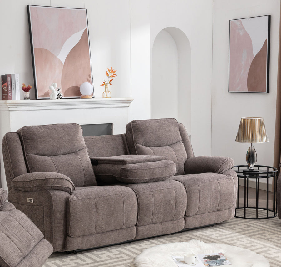 Freddy reclinersoffa 3-sits med el tyg grå