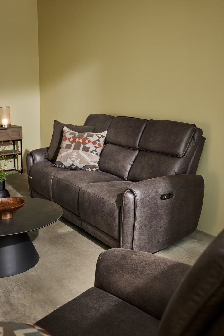 Alice reclinersoffa 3-sits med el tyg brun