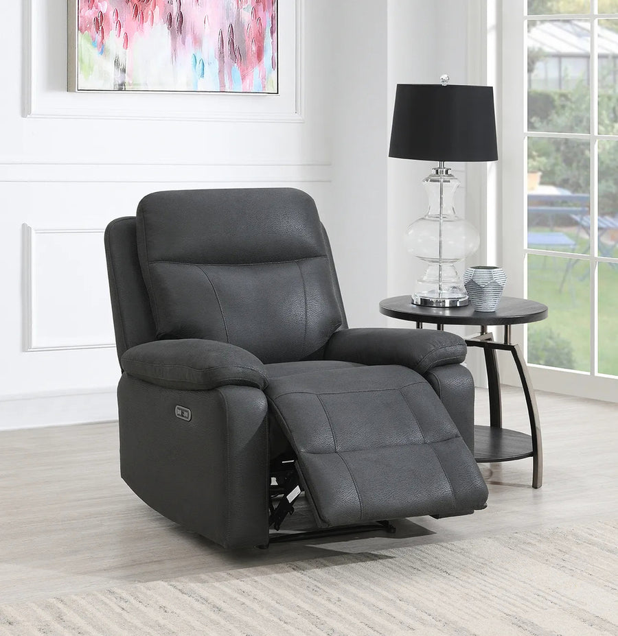 Bengt reclinerfåtölj med el tyg grå