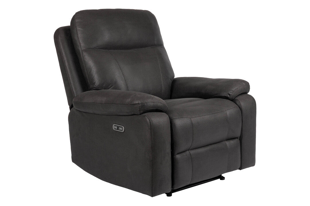 Bengt reclinerfåtölj med el tyg grå