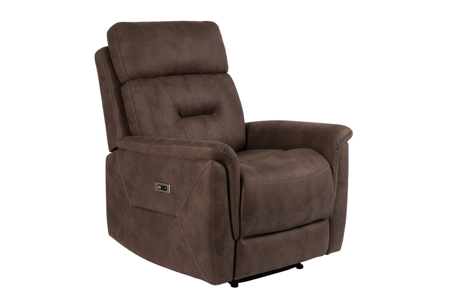 Johan reclinerfåtölj med el tyg brun