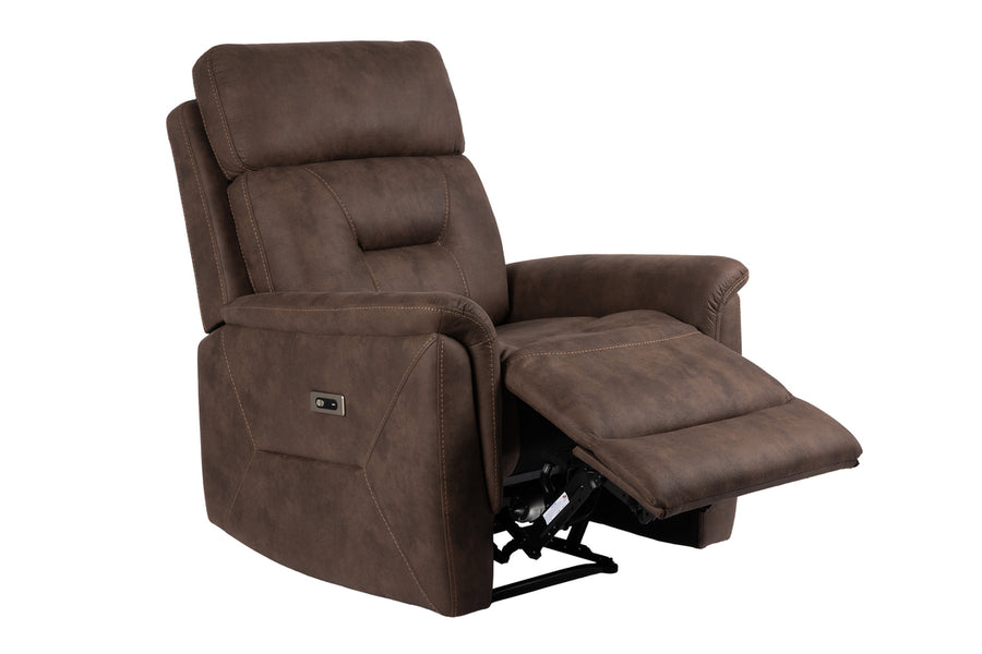Johan reclinerfåtölj med el tyg brun