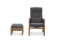 Bergen fåtölj med fotpall mörkgrått tyg