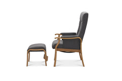 Bergen fåtölj med fotpall mörkgrått tyg