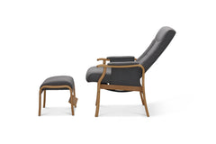 Bergen fåtölj med fotpall mörkgrått tyg