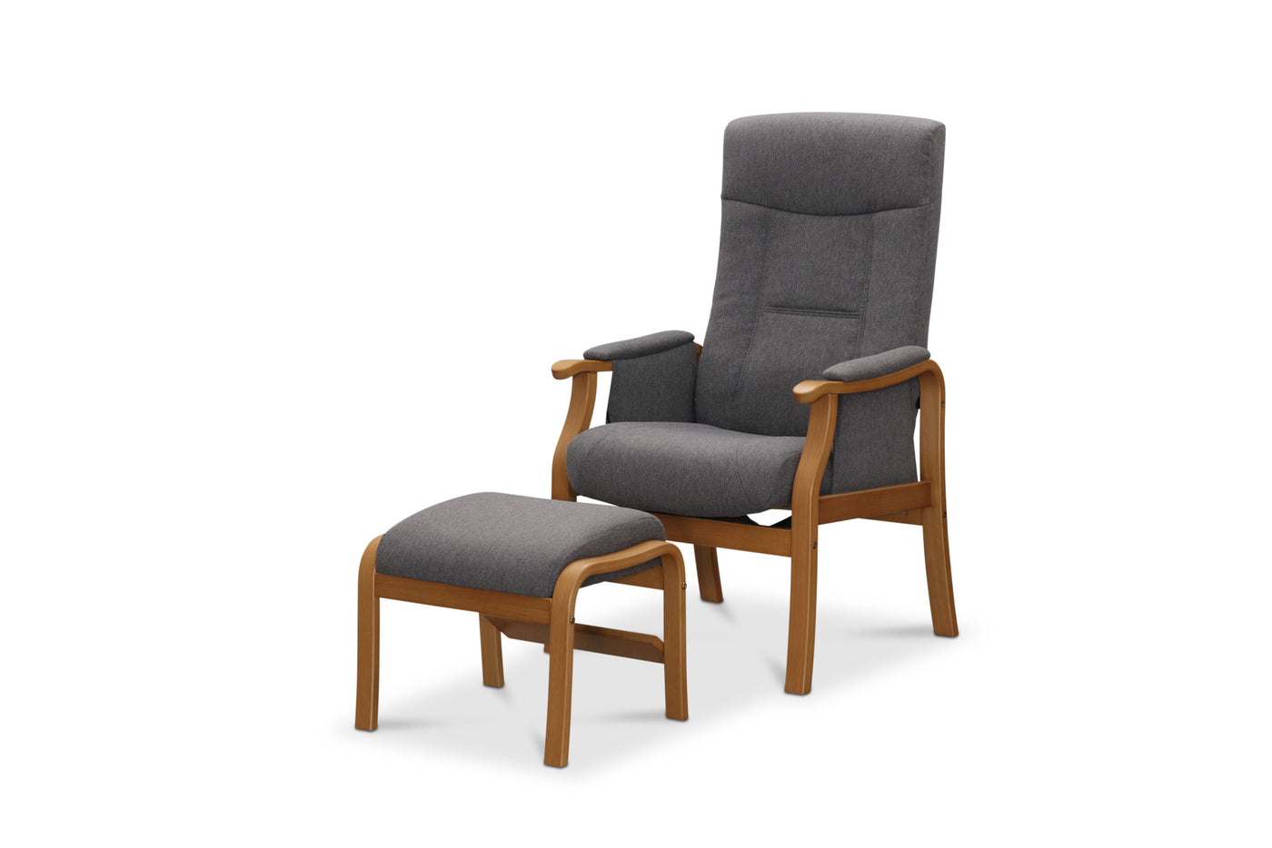 Bergen fåtölj med fotpall mörkgrått tyg