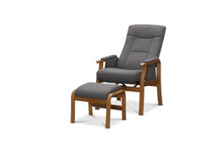 Bergen fåtölj med fotpall mörkgrått tyg