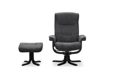 Bonn fåtölj med fotpall mörkgrått tyg