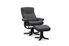 Bonn fåtölj med fotpall mörkgrått tyg