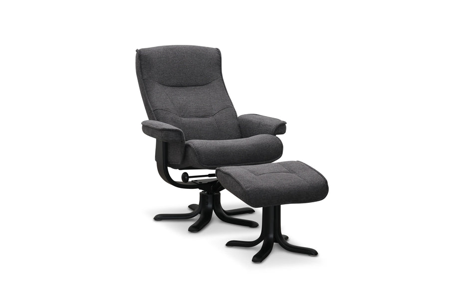 Bonn fåtölj med fotpall mörkgrått tyg
