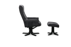 Bonn fåtölj med fotpall mörkgrått tyg