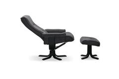 Bonn fåtölj med fotpall mörkgrått tyg