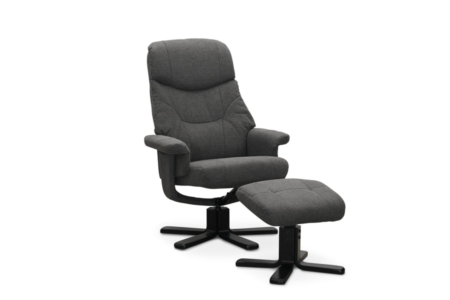 Bremen fåtölj med fotpall mörkgrått tyg